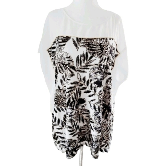LANE BRYANT METALLIC PALM TOP BLOUSE SZ 2X - Picture 2 of 6